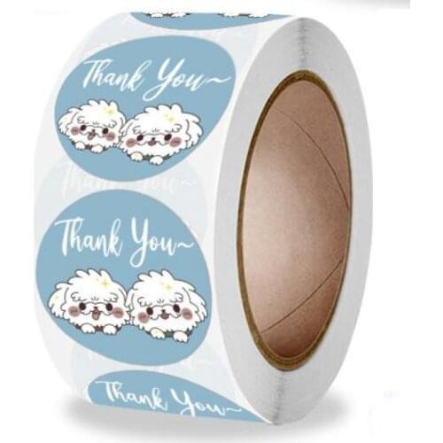 Cartoon Animals Thank You Stickers Roll 500 Labels Thank You Stickers for Cookie Candy Card Envelope Small Business Gift package