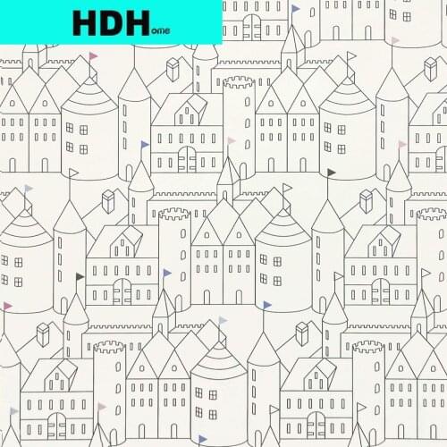 Cartoon Castle Peel and Stick Wallpaper Line Self Adhesive Vintage Newspaper Wallpaper Removable Shelf Covering Furniture Decor