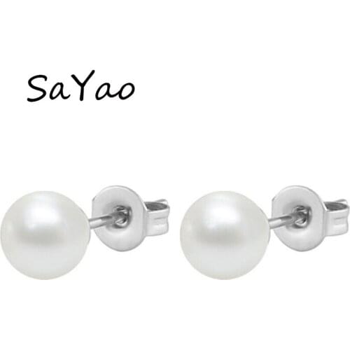 2Piece 0.8mm Stainless Steel Pearl Ball Stud Earring Punk Cute White Ear Tragus Ear Piercing Fake Taper For Men Women