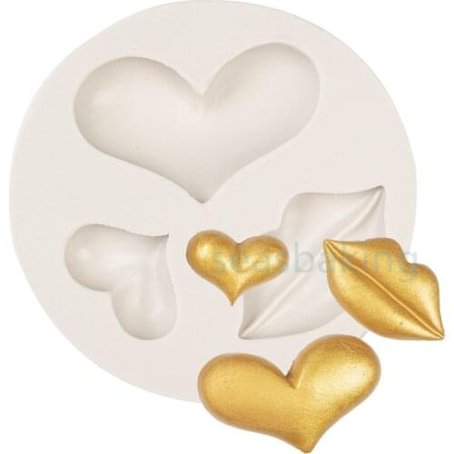 Valentines Day Heart Shape Silicone Fondant Mold DIY Colorful Sweet Heart Chocolate Candy Paste Cake Decorating Tool Mold
