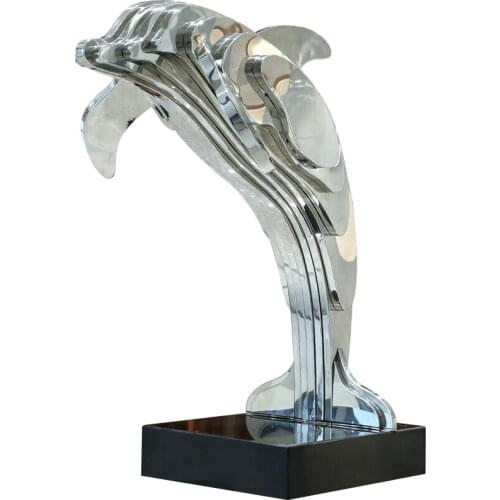 Dolphin ornaments outdoor pool landscape floor sculpture stainless steel simulation animal wedding props lawn decorations