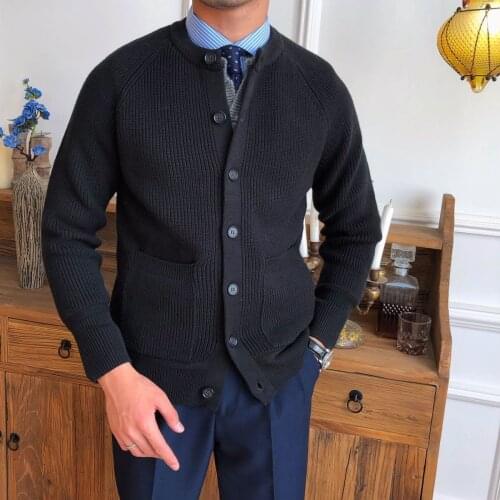 2021 Spring Autumn Fashion Mens Knitwear Jackets Sweater Knitted Cardigan Overcoat for Men Long Sleeve Casual Sweater Coat E92