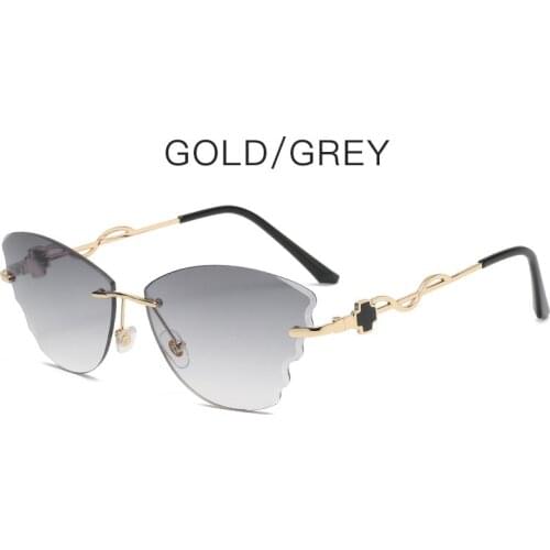 Women Fashion Personality Butterfly Wings Sunglasses Rimless Gradient Color Four-leaf Clover Shades Sunglasses