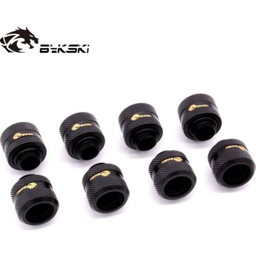 BYKSKI 8pcs/lot Hard Tube Fitting OD12mm/OD14mm/OD16mm Hand Compression Copper Fitting G1/4' use for PMMA/PETG Rigidity Tube