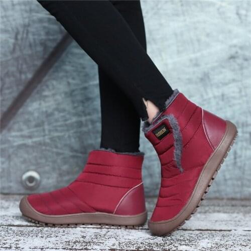 Winter Womens Snow Boots Cotton Shoes Warm Plush Velvet Boots for Women Casual Waterproof Shoes Unisex Ladies Boots Big Size 46