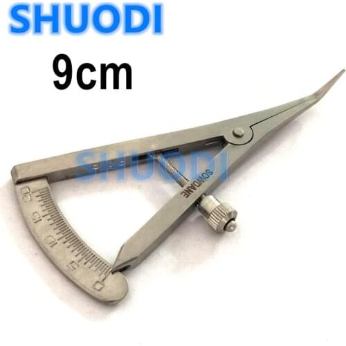 Dental Implant Castroviejo Bone Caliper Dental Crown Gauge Calipers Dentist Medical Ruler 9cm Curved Tip