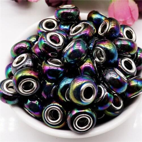 10Pcs Large Hole European Beads Spacer Bead fit for Pandora Bracelet Earrings Necklace Hair Beads for Jewelry Making DIY Bead