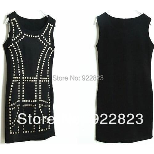 2016 Summer New Womens Sequins Slim O-Neck Party Dresses Women Vest Dress Female Clothes black Color