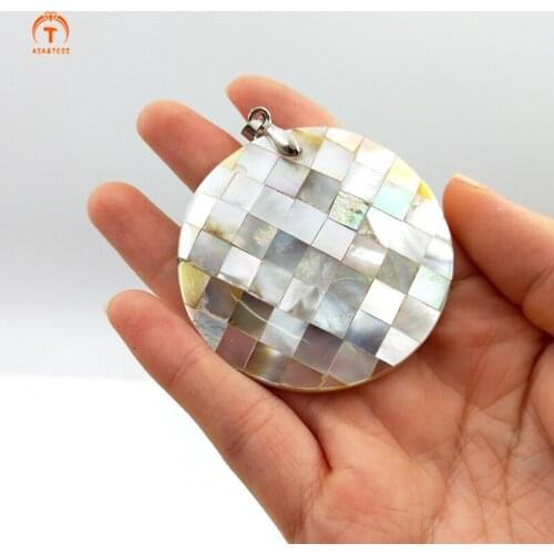 3Pcs White Shell Pendant Heart Round Shape Abalone Shell For Women Silver Pendants Jewelry Finding For Necklace Making