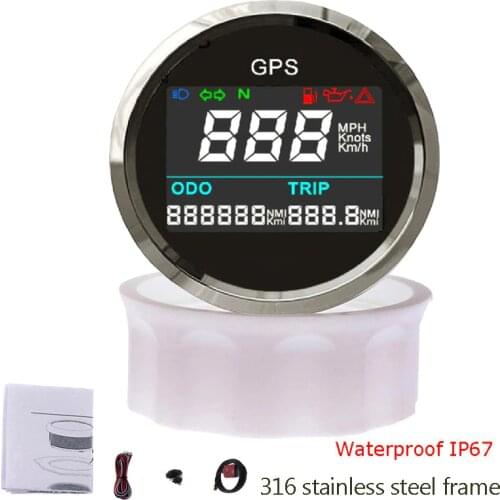 316 Stainless Steel Frame Digital Gps Speedometer Odometer 0~999 Mph Knots Km/h Adjustable Speed Gauge For Car Motorcycle Boat