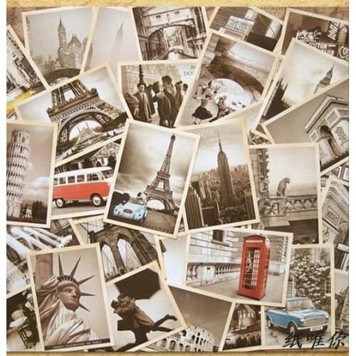 32 pcs Architecture in Europe Cards Collector Retro Nostalgia Postcards Cartoon card Carte Postale Office School Supplies
