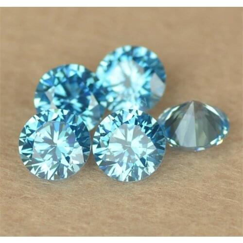 4~15mm 5A Round Shape Aquamarin-e Cubic Zircon Gems Middle Sea Blue Synthetic Loose CZ Stone Beads For DIY Jewelry Accessory