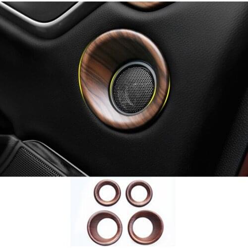4Pcs/set Car Front Rear Door Audio Speaker Decoration Ring Stickers Car Styling Accessories For Honda CRV CR-V 2017 2018 Wood