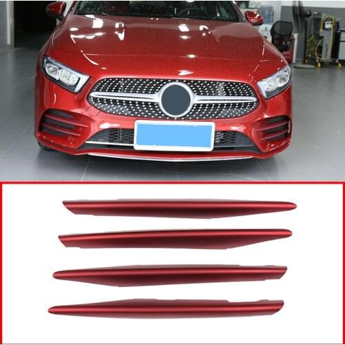 4 x Red Car Front Lamp Decoration StripTrim For Mercedes Benz A Class 2019 Accessories