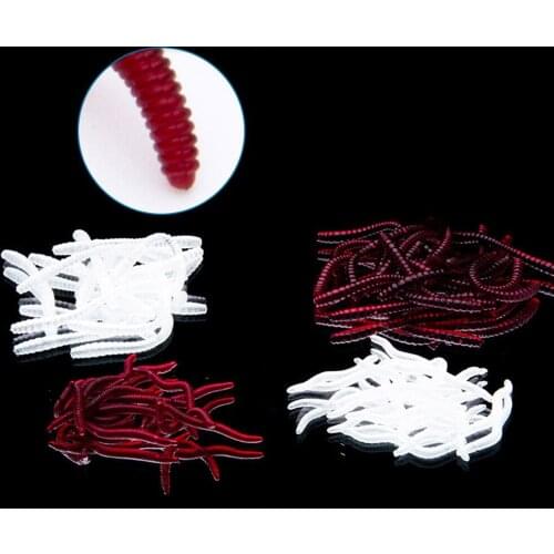 50pcs/lot 35mm-55mm Earthworm Red and Luminous Fishing Worms Artificial Fishing Worms Fishy Smell Lures Soft Bait