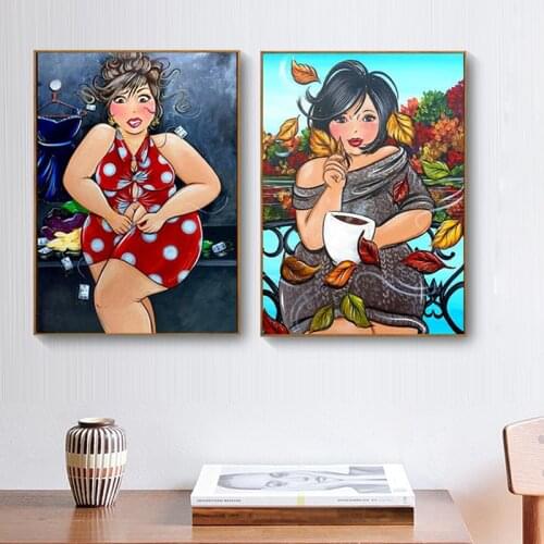 Full round/square Diamond embroidery Cartoon Comic 5D DIY Diamond painting Cross stitch fat lady set full 3D Diamond mosaic girl