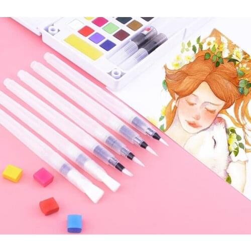 6 Nylon Water Storage Tap Water Brush Water Color Water Soluble Brush Powder Pigment Pen Art Supplies