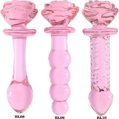 3-Kind Type Crystal Glass Anal Plug Anus Dilator Masturbator Buttplug Couple Erotic Pink Glass Butt Plug Adult Sex Toys Tools