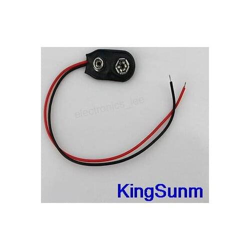 Free shipping 10pcs 9V Volt Battery Snap Connector Clip with 6cm Lead Wire cable