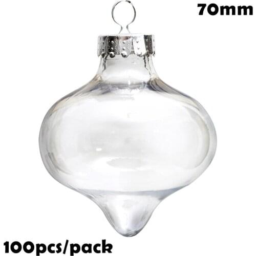 Free Shipping DIY Paintable/Shatterproof/Fillable Christmas Decoration Ball 70mm Plastic Onion Ornament, 100/Pack