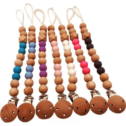 Personalised Name Wooden Baby Pacifier Chain DIY BABY Teething Personalized Teether Pacifier Clip Customized Name Toy Dummy Clip