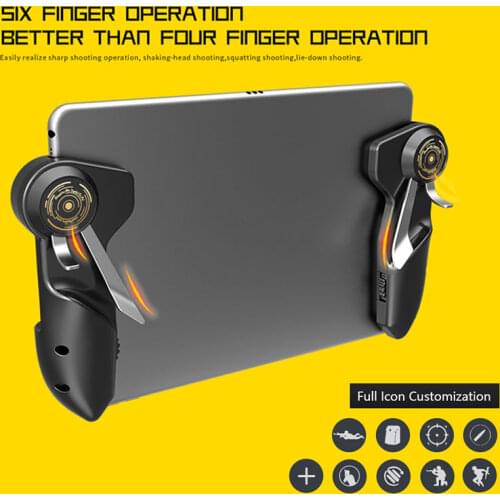 AK-PAD6K for PUBG Game Controller Six Finger L1 R1 Fire Aim Button Trigger Gamepad Joystick for IPad Tablet Game ABS Accessories