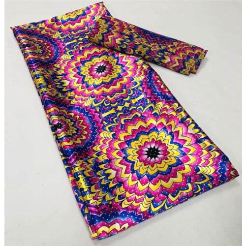 Hot Sale African Silk Wax Fabric Wax Print Fabric 2021 High Quality African Silk Satin Wax For Dress 4+2 Yards/Set! XMFO12156