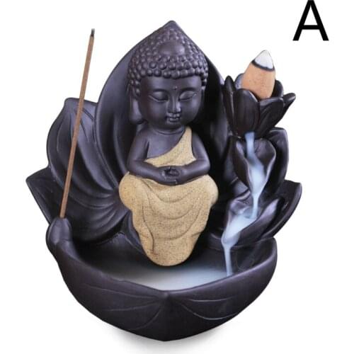 Ceramic Burner Home Decoration Ornament Lotus Base Guanyin Bullet Backfolw Incense Burner Tathagata Censer Stick Holder