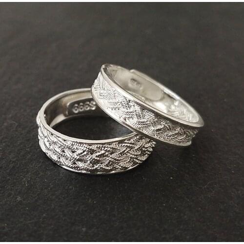 999 Sterling Silver Couple Rings Women Wedding Engagement Ring Men Adjustable Lover Luxury Jewelry Handmade Valentines Day Gift