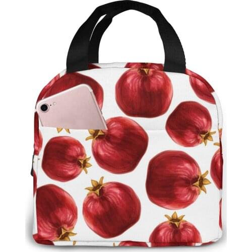 Pomegranate Pattern Lunch Food Box Bag Insulated Thermal Food Picnic Lunch Bag for Women kids Men Cooler Tote Bag
