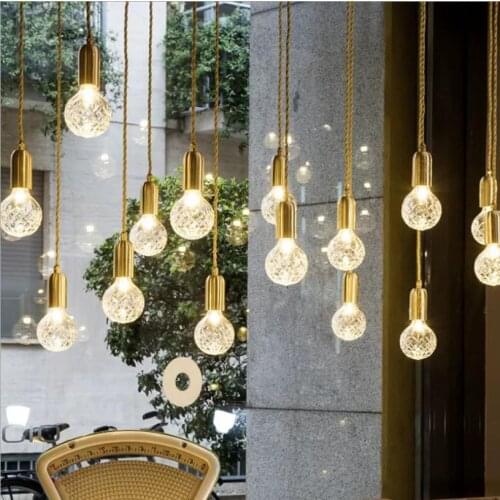 New Golden glass chandelier simple creative LED single head glass lampshade chandelier For clothing store Lighting Fixtures