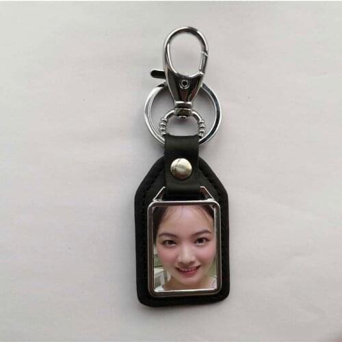New arrival sublimation pu key chains brown black rectangle round blank key ring hot transfer printing consumable 15pcs/lot pu12