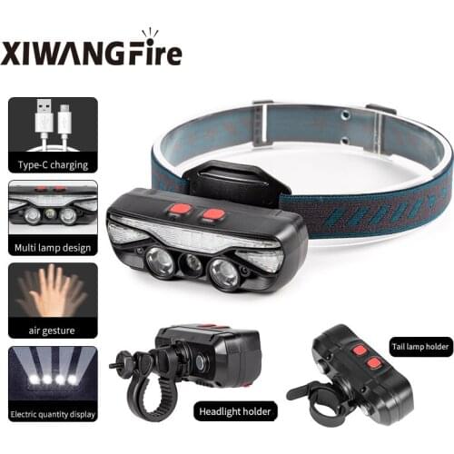 New USB Rechargeable LED Headlamp L2 COB Powerful Headlamp Torch Lantern Induction Headlight Fishing Light Camping Lamp