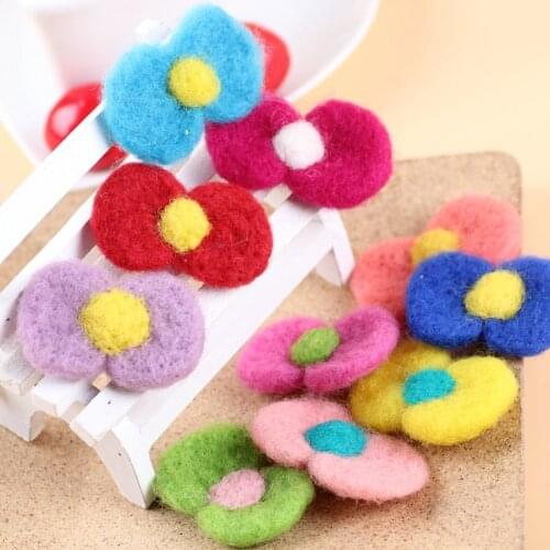 Wholesale 20PCs 30*47MM Handmade Wool Felt Ribbon Bows DIY Jewelry Findings Fit Girls Hair Elastic headband Garment Shoes Decor