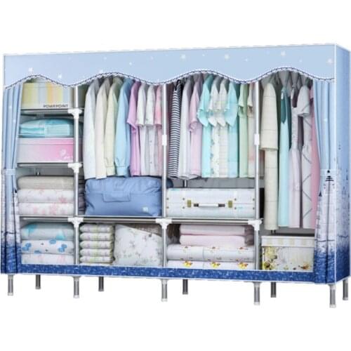 Simple cloth wardrobe modern simple household bedroom assembly cabinet storage bold hanging wardrobe