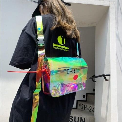 Transparent messenger bag female small bag net red jelly bag new ins super fire fashion laser shoulder bag summer