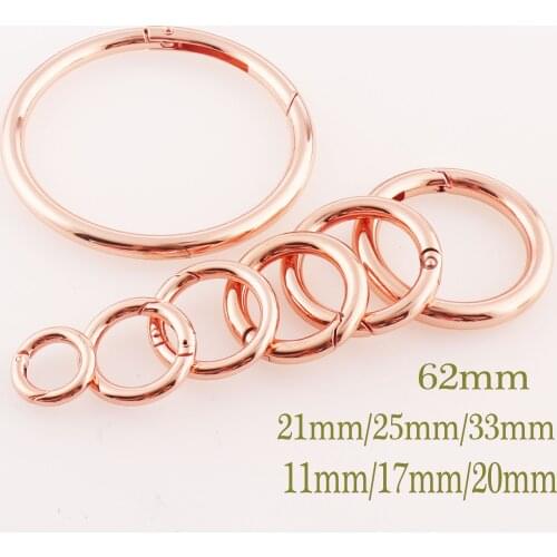 6 PCS Rose Gold Spring Rings,Spring gate ring,o-rings,push gate o rings,Push Snap Hooks,Clasp Screw 11mm17mm20mm21MM25mm33mm62mm