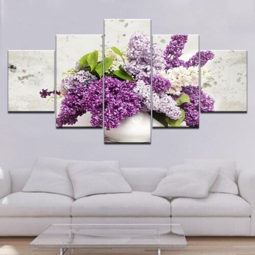 Frame Wall Art Painting Poster Fashion 5 Piece/Set The Lilacs HD Printed Canvas Modular Pictures For Living Room Decoration