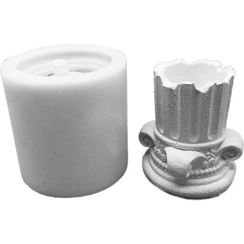 Ancient Greek Pillars Flower Pot Epoxy Resin Silicone Mold 3D Roman Column Succulent Plant Planter Pot Mold for Concrete