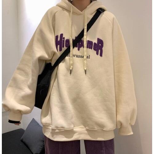 Spring Winter New Fashion Hip Hop Women Hoodies High Quality Letter Print Casual Hooded Sweatshirt 2021 Womens Korean Style