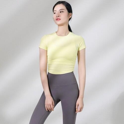 Yoga Top Seamless Yoga Shirt Short Sleeve Crop Top Women Sport Shirt Gym Women Top Gym T-shirt colored Quick Dry