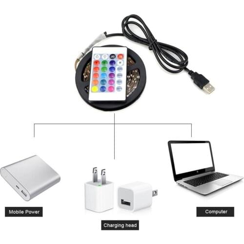 USB 5V Soft 7 Colors Change String Light with Remote Control for TV Background Decor