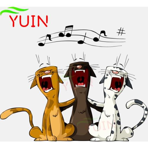 Interesting Three Singing Cats Car Sticker Cartoon Style Animal Decals Motorcycle Auto Parts PVC Decoration Decal 17*13cm