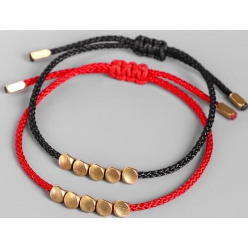 Jewelry Handmade Woven Red String Bracelet for Girls Women Fashion 2020 Irregular Copper Bead Pull Bracelet Gift Wholesale