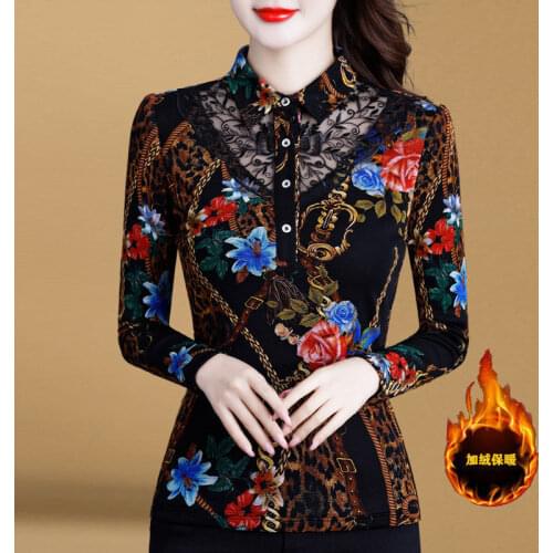 Women Blouse Womens Large Size Lace Autumn Winter T-shirt Top Blouse Shirts Ropa De Mujer