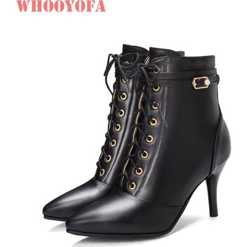 Winter New Elegant Beige Black Women Ankle Riding Boots High Heels Lady Nude Shoes WA206 Plus Big Small Size 30 10 43 46 48