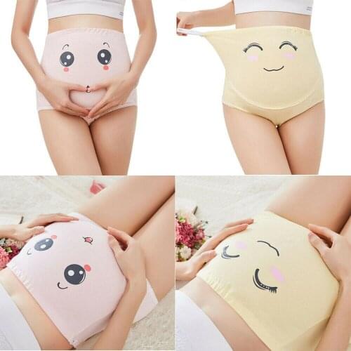 Female Adjustable Cartoon Pregnancy High Waist Cute Panties Pregnant Breathable Soft Briefs Underwear