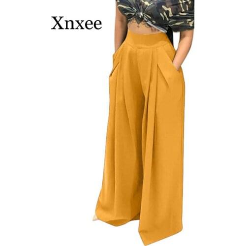 High Waist Wide Leg Pants Women Fashion Autumn Plus Size Trousers Streetwear Casual Loose Pocket Party Palazzo Pants pockets