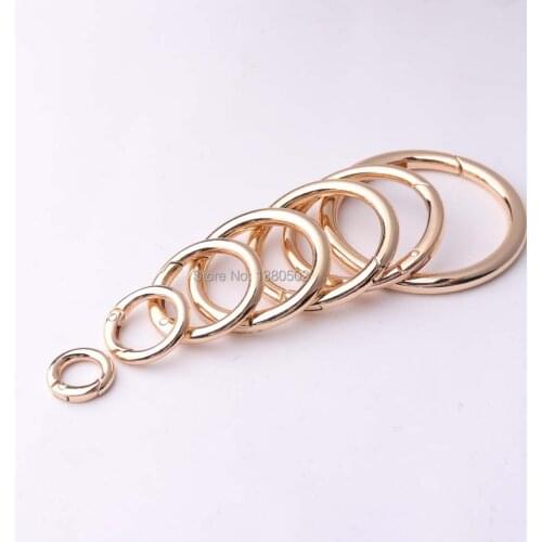 10pcs/lot 20/28/35/45/50/61/72mm Spring Gate Ring Gold and nickel color Clip Buckles openable Carabiner hardware Accessories