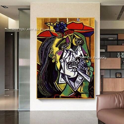 100% Handmade Portrait of a Woman Crying Picasso oil painting Figure Large Size Canvas Living Room Home Picture Decoration